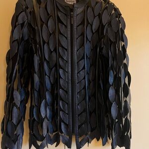 Natori Dark Blue Leaf Blazer